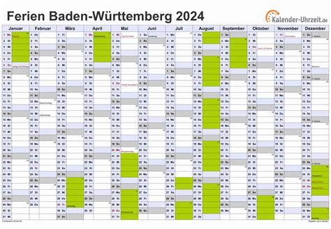 ferienkalender 2024 baden württemberg